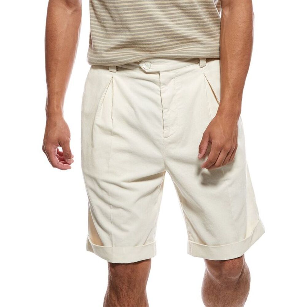 Brunello Cucinelli Mens Corduroy Short, White